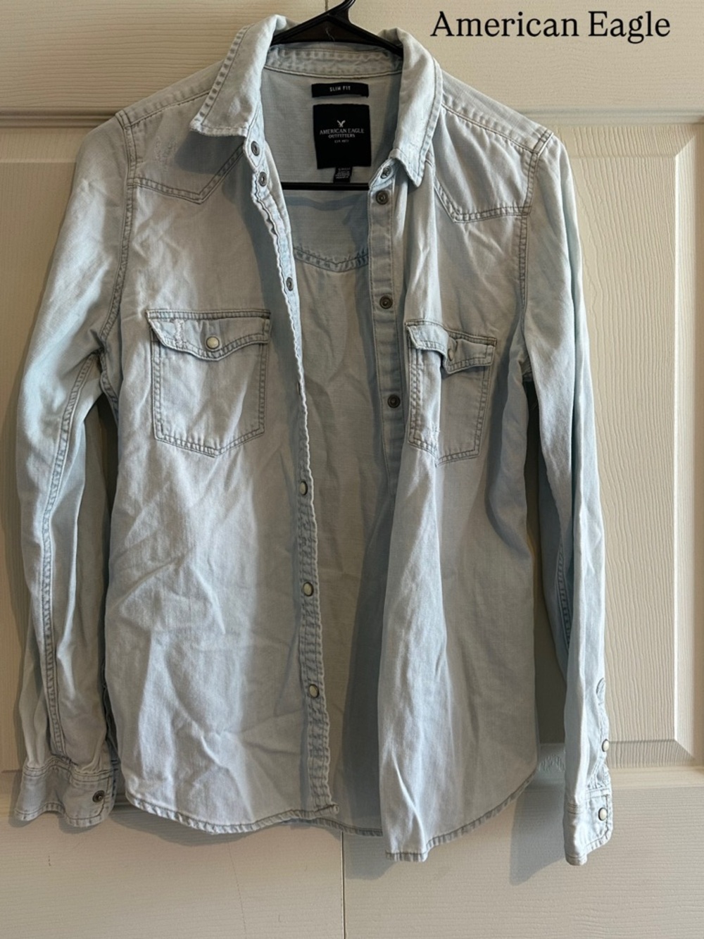American Eagle Outfitters Light Blue Denim Shirt